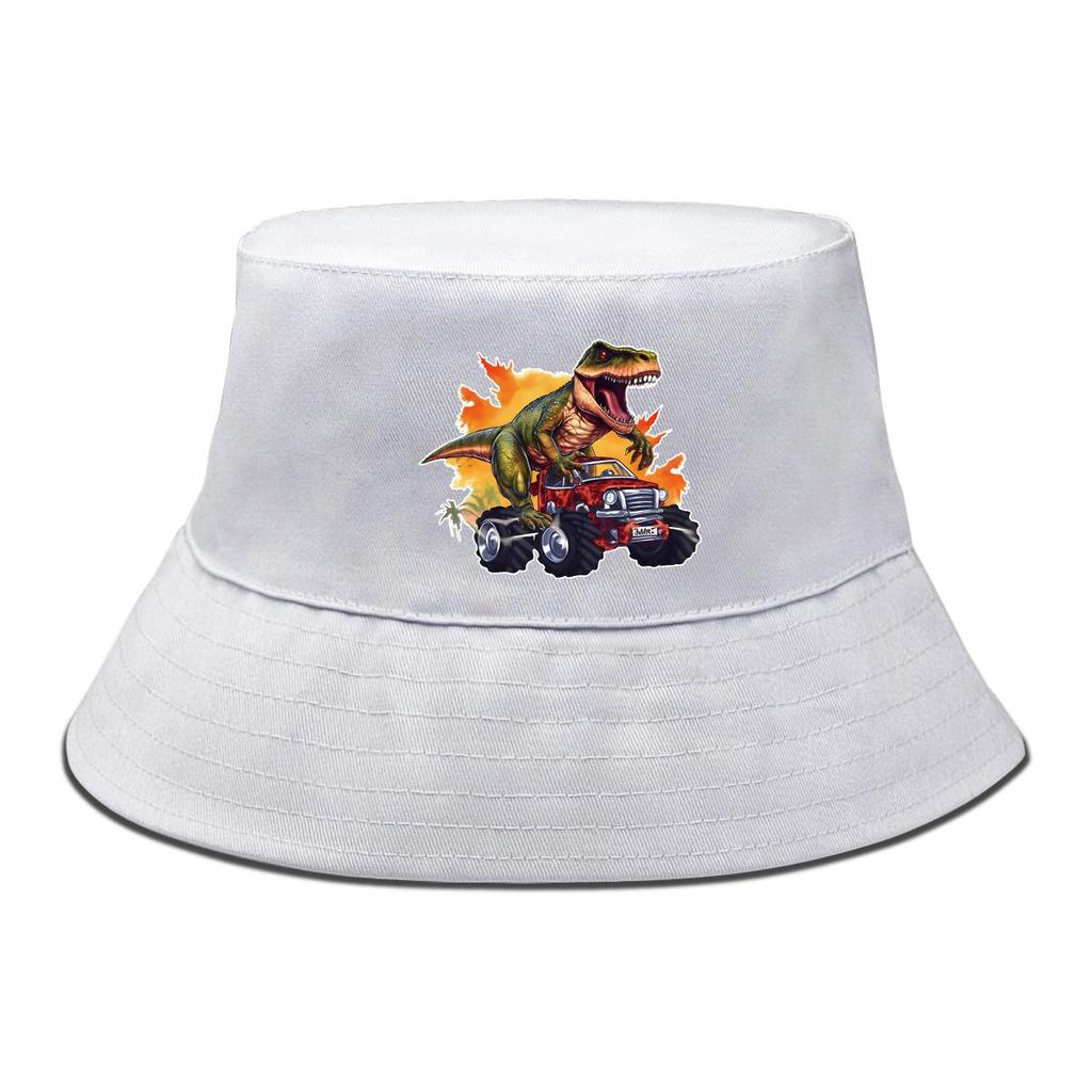 Bucket Hat With Dinosaur Monster Trunk Print , Fisherman Hat Summer Trendy Foldable Beach Cap