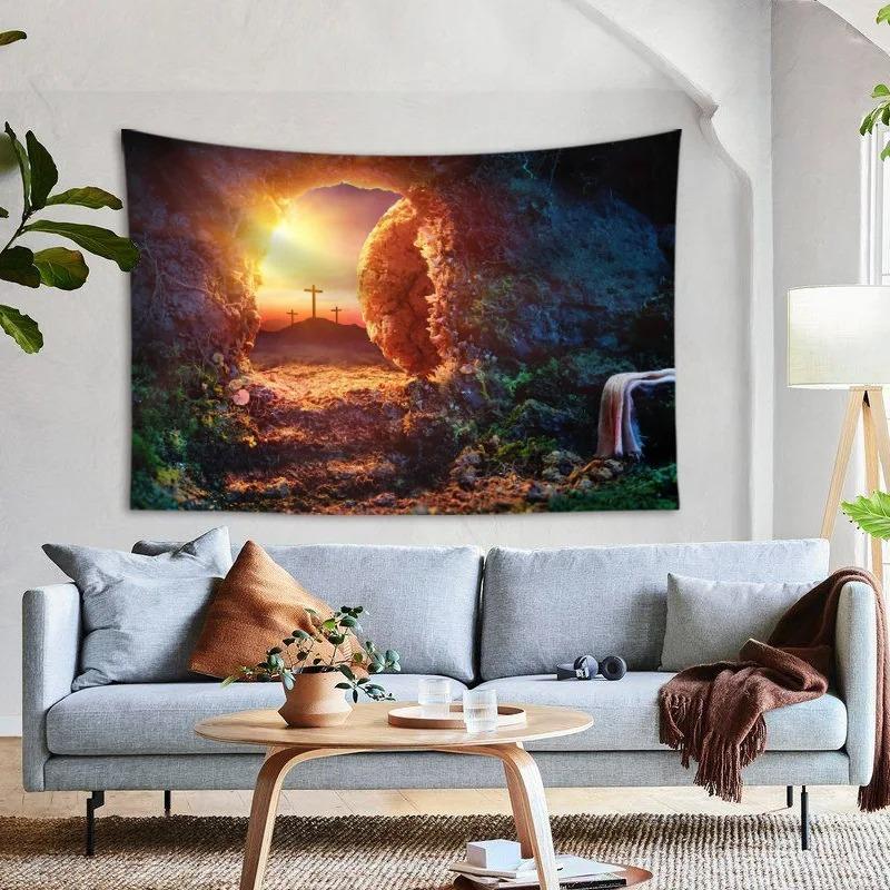 Resurrection Cross Pattern Decoration Bedroom Living Room Tapestry Home Wall Decoration Tapestry
