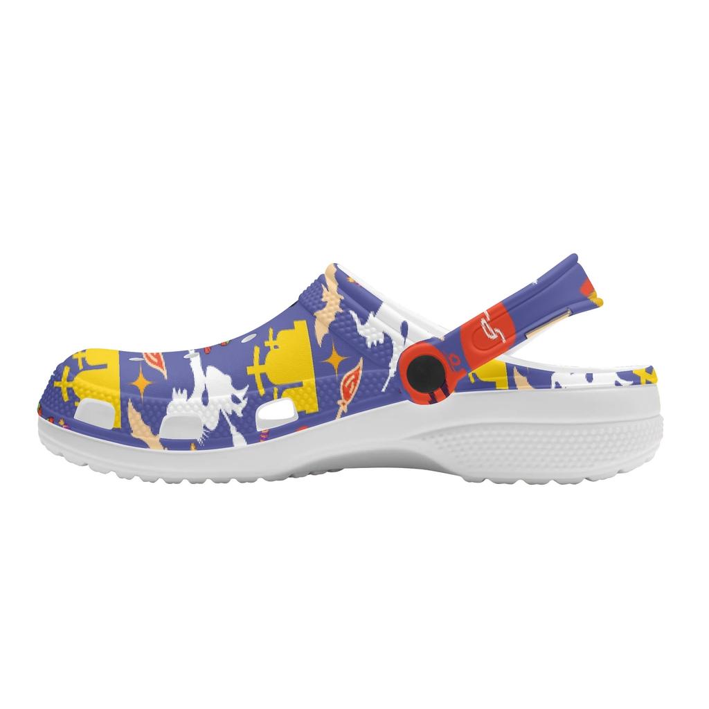 Women Men EVA Garden Clogs Printed Lightweight Breathable Slip On Shoes Beach Pool Bathroom Home Casual Outdoor Wear