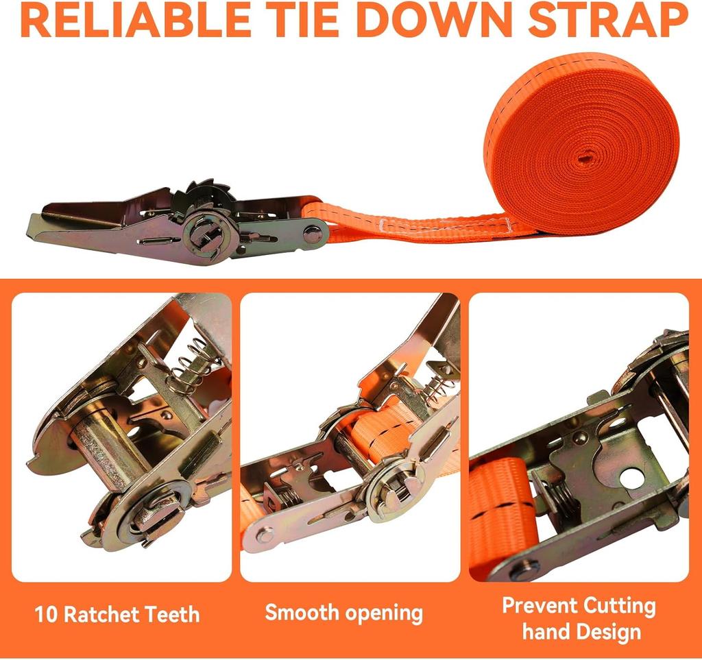 Ανθεκτικοί Μεταλλικοί Δεσμοί Φορτίου με Πόρπη για Αυτοκίνητο και Φορτηγό - Ισχυρός Ιμάντας Καστάνιας για Ασφαλή Μεταφορά Αποσκευών και Φορτίου