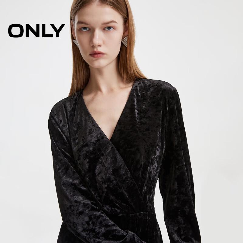 Only 2024 Autumn Elegant Velvet V-Neck Mini Dress