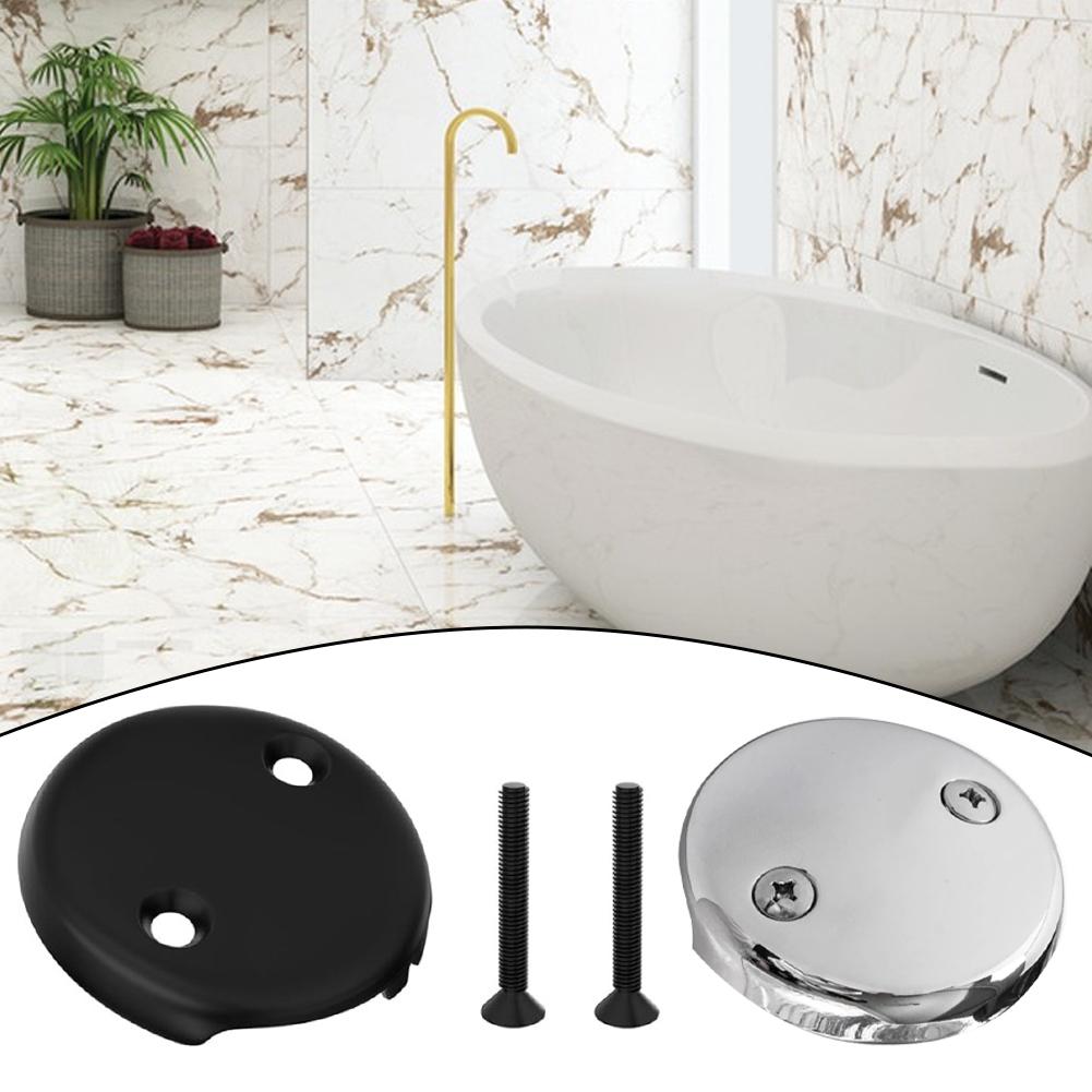 Sleek Black 3 25 Inch Bathtub Overflow Drain Cover with Installation Kit