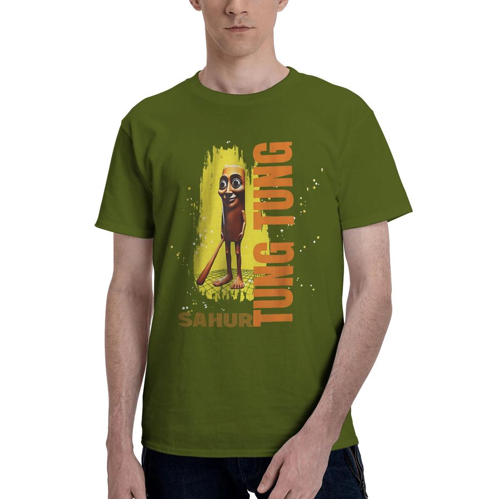 Humor Gen Z Tung Tung Tung Sahur T Shirt Men Cotton Vintage T-Shirts Round Neck  Tee Shirt Short Sleeve Clothes Plus Size