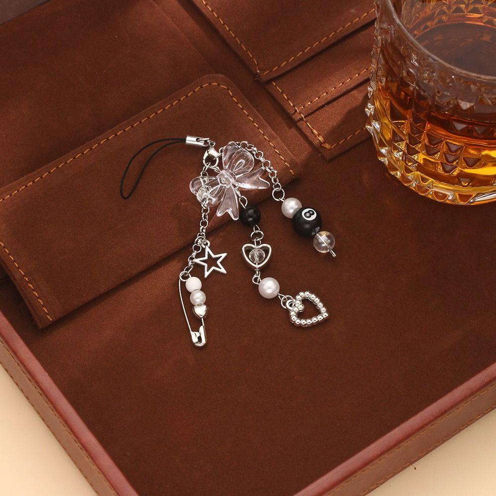 Zinc Zinc Alloy 8 Ball Star Keychain Phone Chain Billiards Black 8 Key Chain  Creative Gift