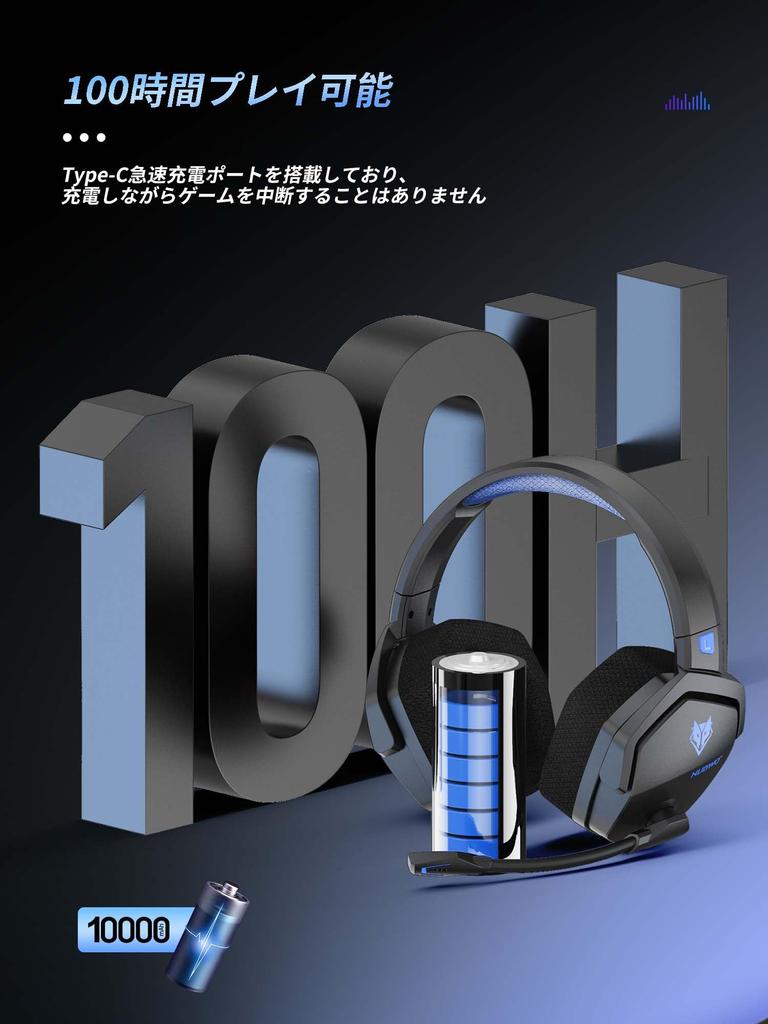 NUBWO Wireless Gaming Headset with Mic and Mute 100 Hours of Continuous USB Low Latency FPS Gaming Headset for and PS5 Function, Use, 2.4G