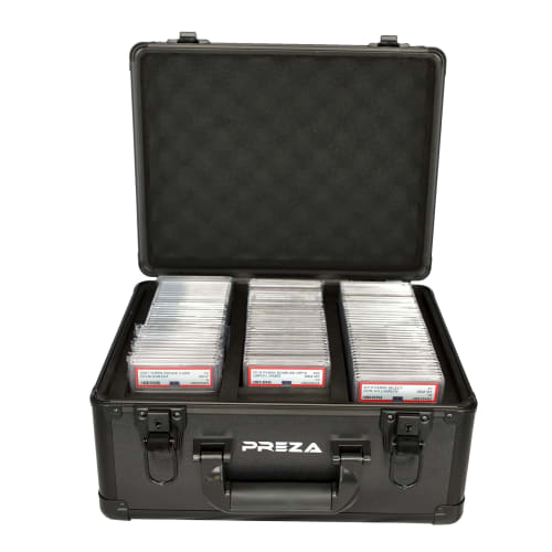 PREZA Graded Card Storage Box - Premium Slab Case Storage Holder for Graded Trading Cards (Black)