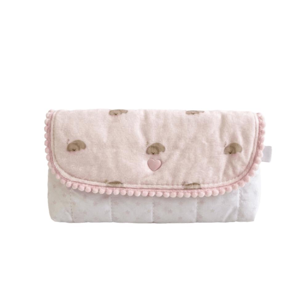 Large Capacity Puppy Quilted Pencil Case Soft Polyester Stationery Bag Sweet Coin Purse Office Use