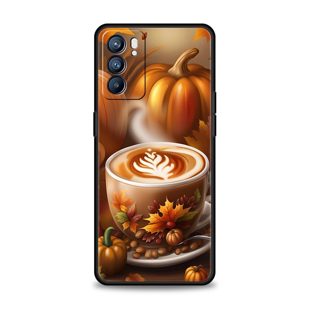 

Pumpkin Autumn Leaves Coffee Phone Case For Oppo A17 A31 A54 A57 A78 A79 A98 Find X5 X6 Reno 6 7 8 10 11 12 13 F Pro 5G Soft TPU Oppo Find X5