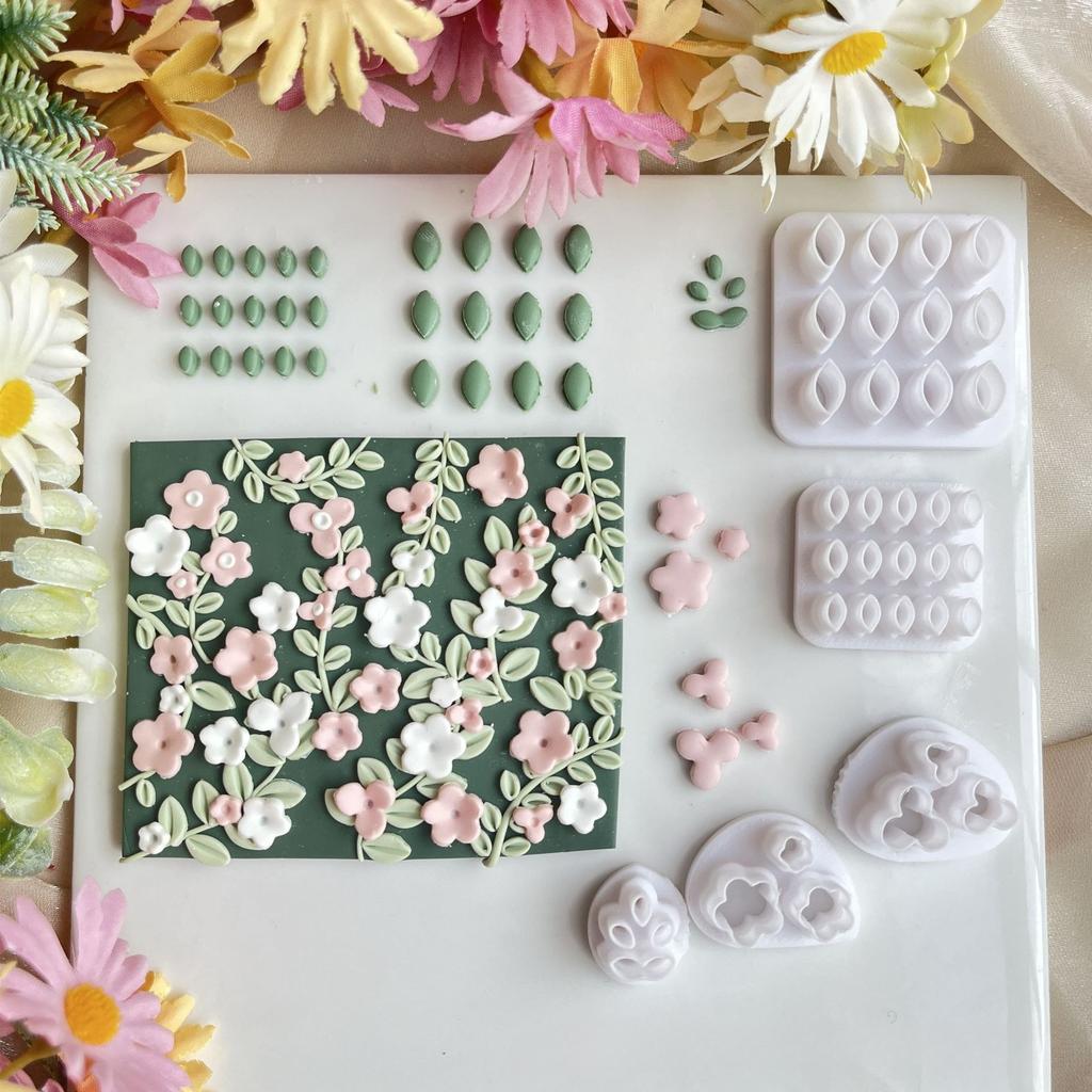5-Piece Mini Floral Clay Cutter Set, Spring Leaf & Flower Earring Molds for DIY Polymer Clay Jewelry & Fresh Craft Projects