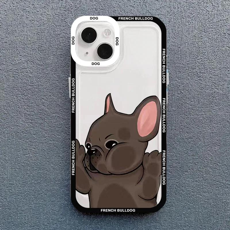 Cute Pug Dog French Bulldog Phone Case For iPhone 16 15 14 13 12 11 Pro Max XS X XR 7 8 SE Kawaii Clear Shockproof Lover Cover