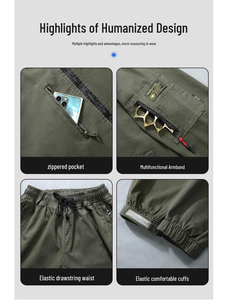 Baumwoll-Camouflage-Arbeitskleidungs-Set: Verschleißfeste Baseballjacke und Stretchhose für Frühling/Herbst zum Arbeitsschutz und Schweißen.