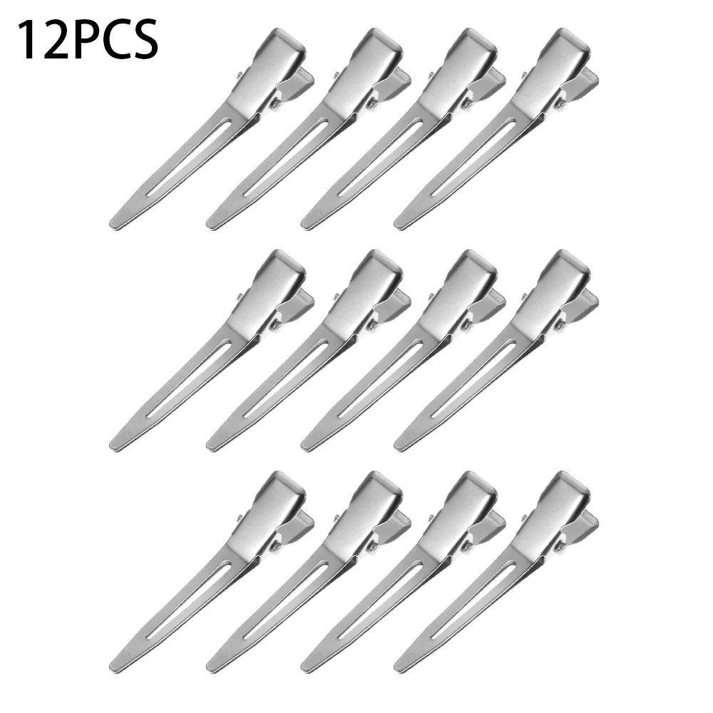 New Professional Double Prong Hair Clip Salon Setting Hairdressing Style Fixed Hair Clip Stainless Steel Makeup Clip