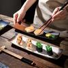 Lange Platte Dessertteller Japanischer Stil Keramik Sushiplatte Restaurant Barbecue Geschirr Hotel Haushalt Fischplatte