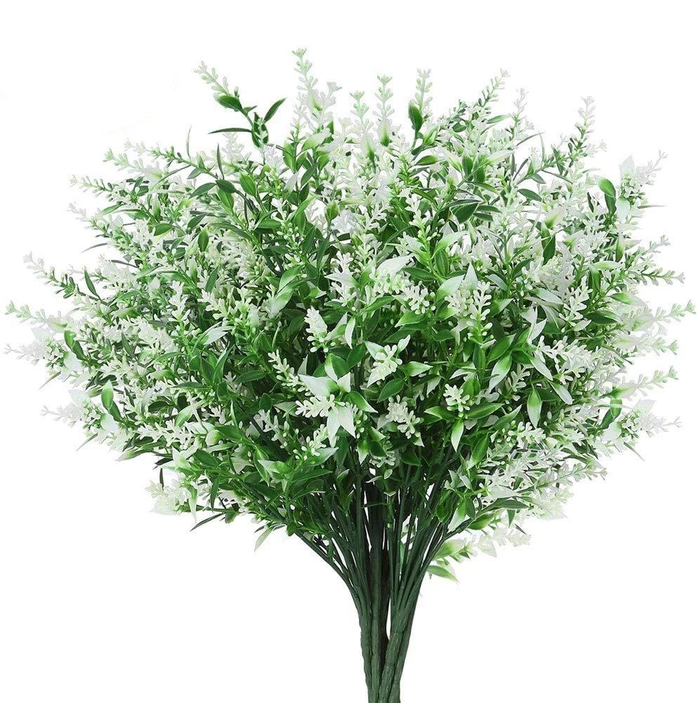 

12Pcs Vibrant Artificial Flowers - Long-Lasting UV Resistant, Fade-Proof- Realistic Faux Plastic Plants for Home Decor /White 12PCS