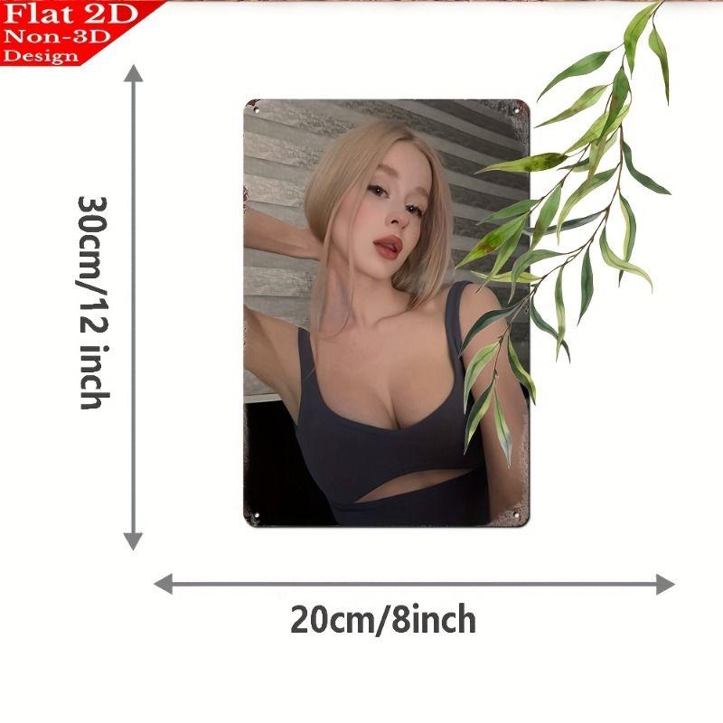 Vintage Kvinlig Silhuett Metall Logotyp för Bar & Garage