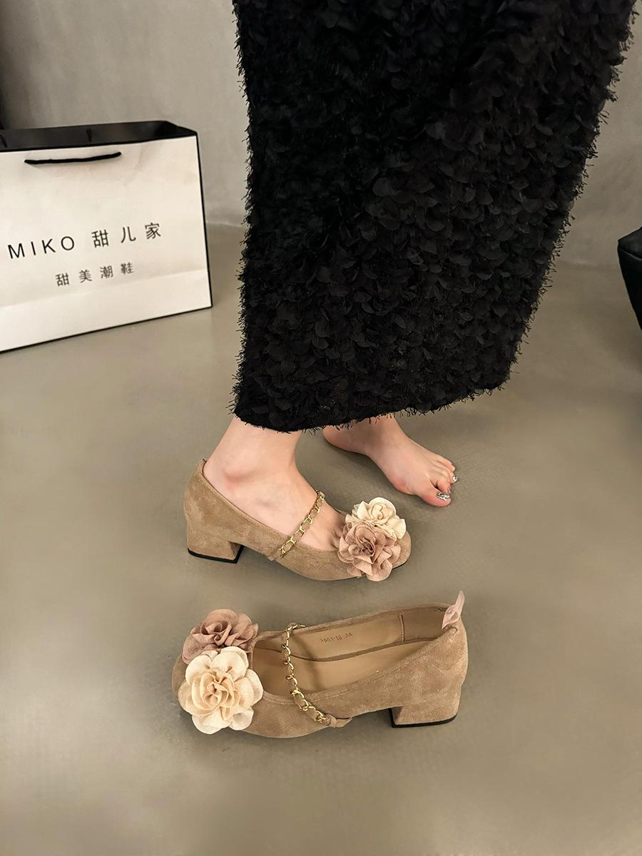 

Французский дизайн с неглубоким ртом, чувственная фея, одиночные туфли, женская обувь, новая весенняя нежная ретро-туфля на толстом каблуке, вечерние туфли Мэри Джейн 35 абрикосовый