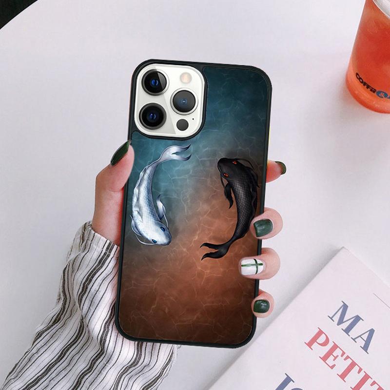 Koi Fish Yin Yang Art Phone Case For iPhone 17 Air 14 13 12 16Pro Max 15  Plus Cover Shell Max coque
