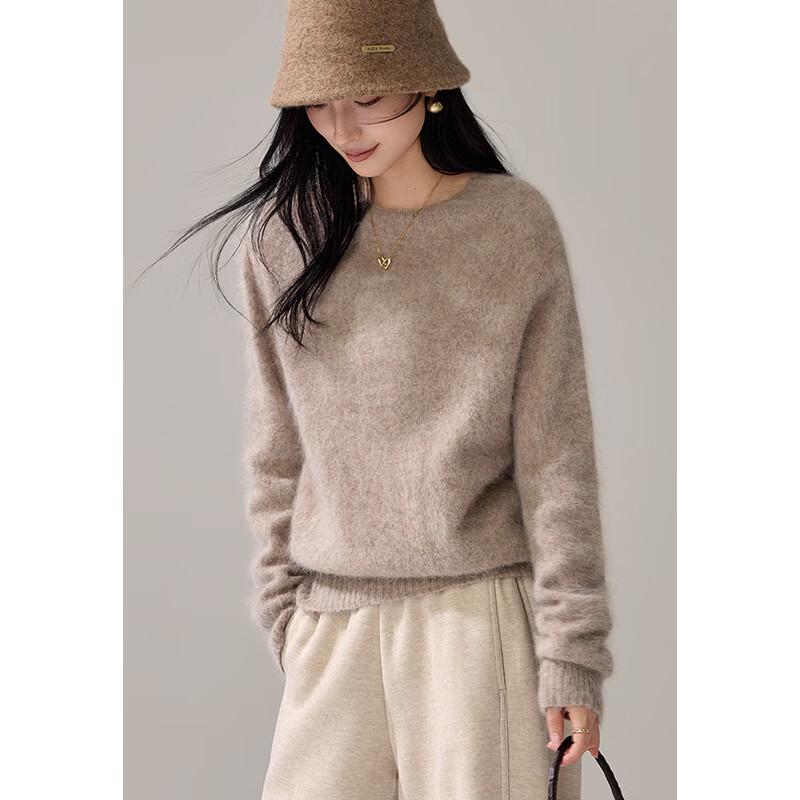 VICTORIA&VERA Winter Korean Style Brushed Soft Crewneck Knit Sweater