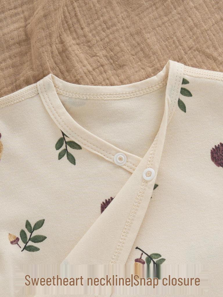 Jesienne bawełniane pajacyki dla niemowląt w stylu skandynawskim z motywem żołędzi: Dziecięca bezszwowa zimowa warstwa bazowa