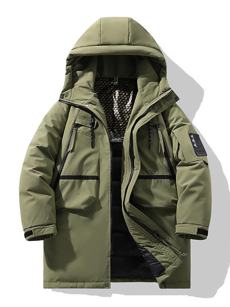 Trendy Mid-Length Winter Hooded Down Jackets: Casual, Loose, Multi-Pocket Style for Couples