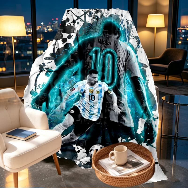 Coperta Stampata Lionel Messi - Morbida e Confortevole, per Camera da Letto, Viaggio, Divano, Decorazione Casa - Regalo di Compleanno Natale per Amico
