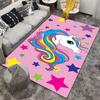 Unicorn Printed Carpet with Colorful Stars on Pink Background Decor Suitable for use as an anti-slip for living room bedroom sofas