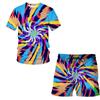 Summer fashion men's suit Abstract art pattern 3D T-shirt printed Lapel short sleeve shirt beach shorts Hawaiian men's suit 2pcs