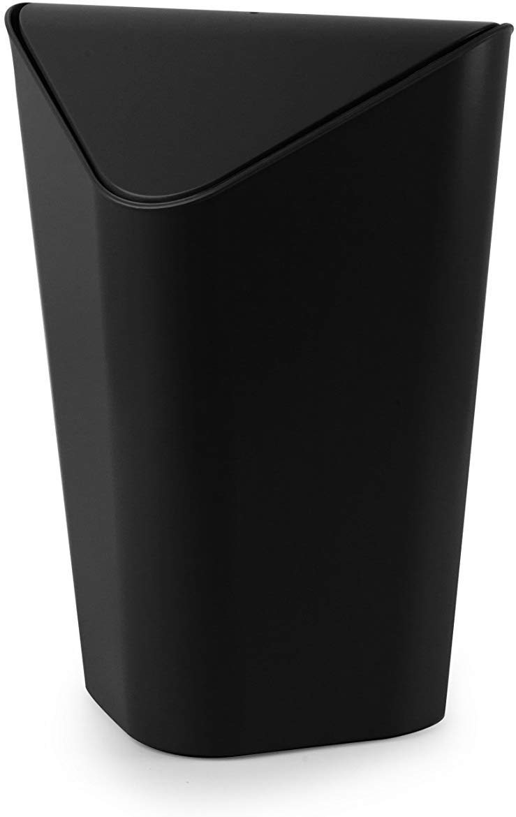 Umbra Corner Can Swing Lid Square Trash Bin 10L Black Dustbin
