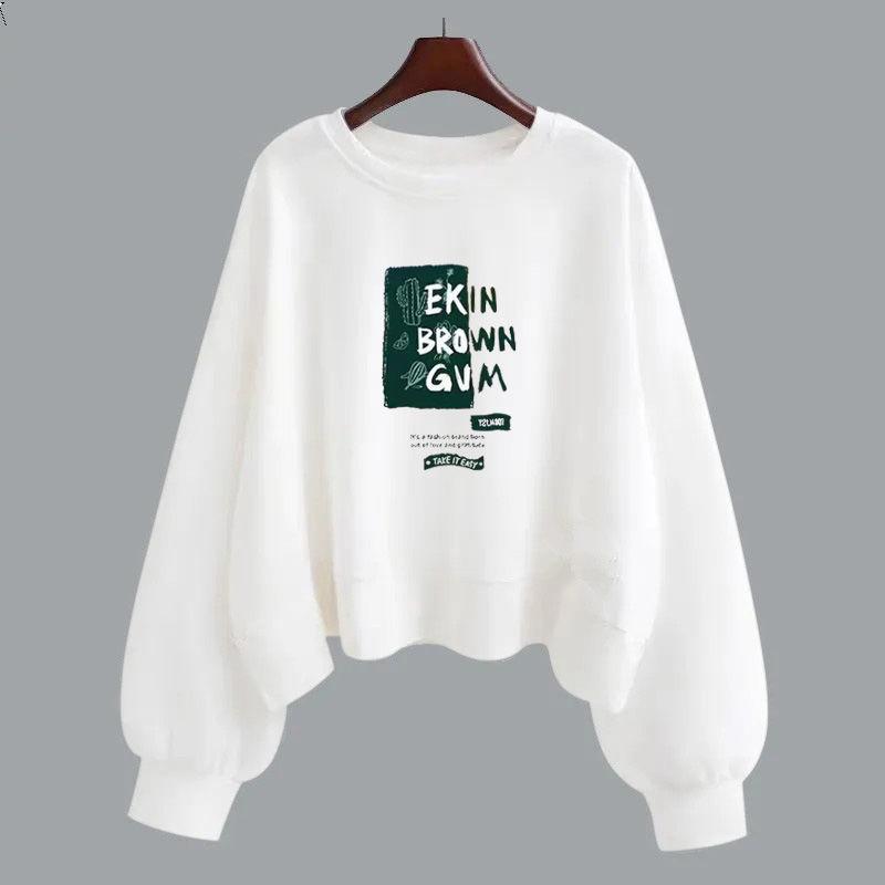 Moletom com capuz de algodão roxo feminino primavera e outono manga longa versão coreana gola redonda solta temporada escolar de setembro início do outono em roupas femininas