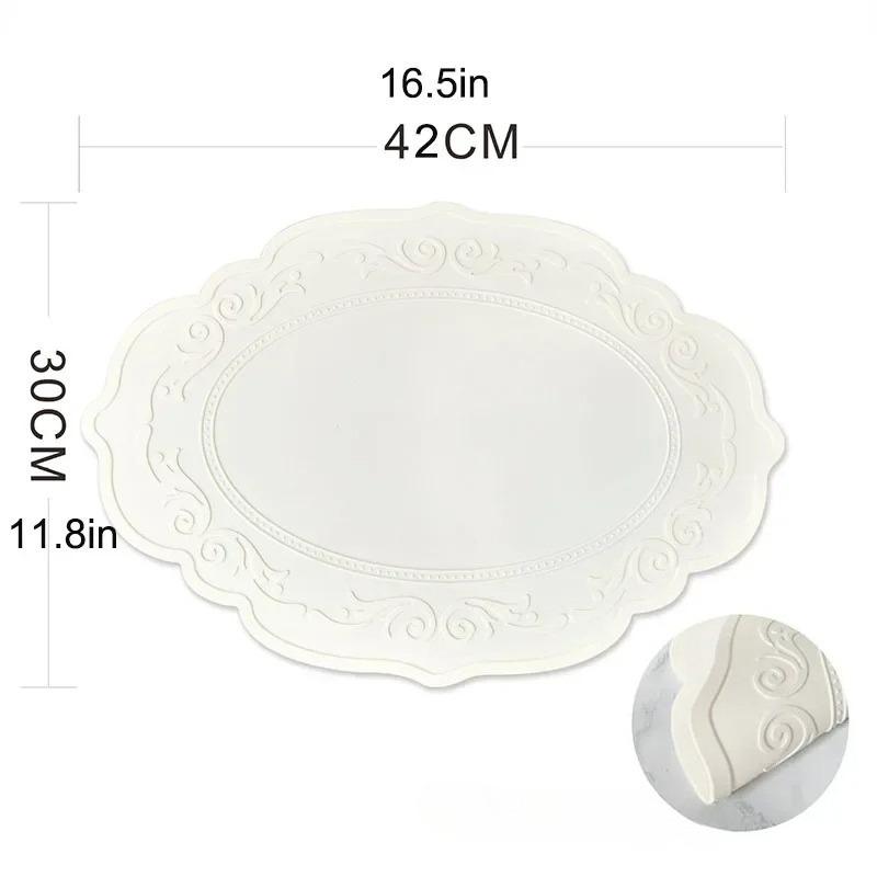 Silicone Carved Dining Mat Retro Pattern Table Mat Floral Placemat for Dining Table Kitchen Coffee Pad Tableware Mats Waterproof