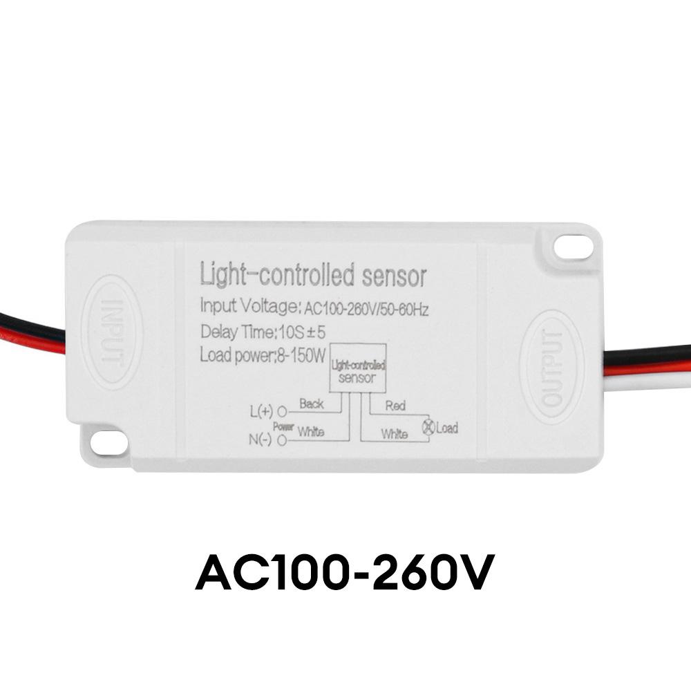 DC 12V/24V AC 100-260V Light Control Photoelectric Sensor Switch Outdoor Rainproof Lightning Protection Intelligent Delay Sensor