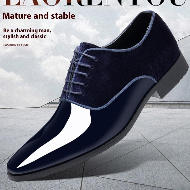 Men's Formal Business Leather Shoes Lightweight Trendy Men's Single Shoes Low-top British Pointed Head Spot Wedding Groom Shoes