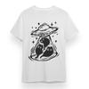 Women's T-shirt With Cute Alien Cat Graphic Unisex White Cotton Oversize Tee