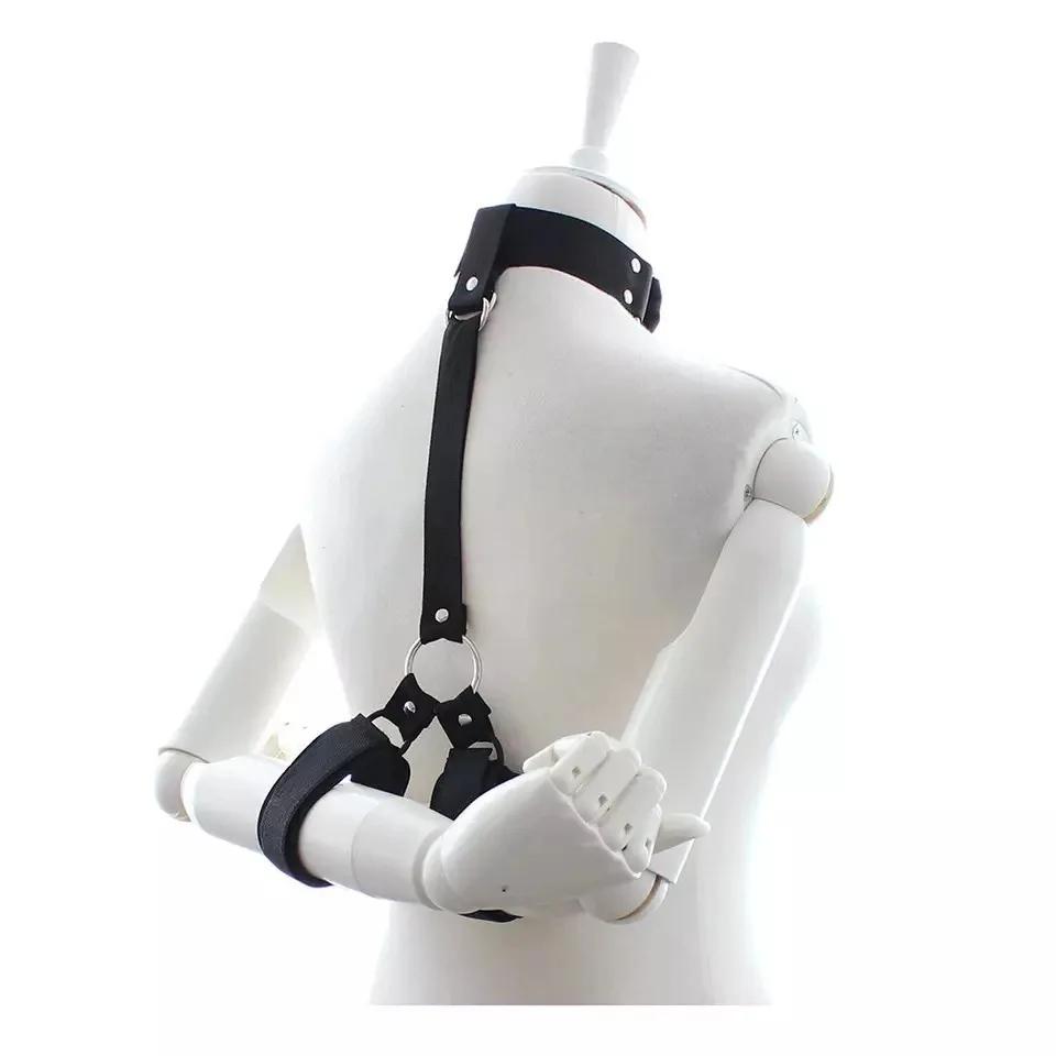 Neck to Wrist Restraints kit Sexy women  Behind Back Handcuffs Collar Adjustable Bondage Set Couple SM Sex Game Tool