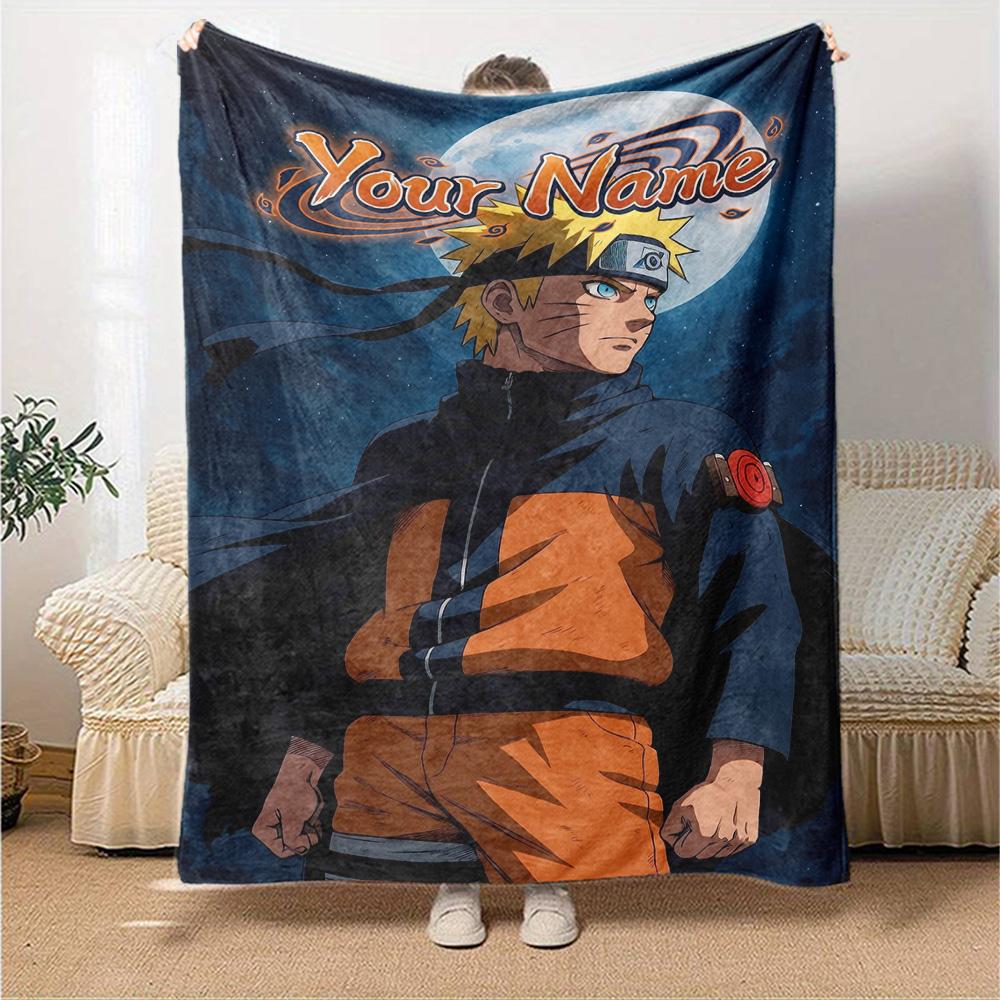 Naruto Character Customize Your Name Blanket Throw Customizable Blanket Soft & Cozy Suitable for Living Room Office Chair Seaside Bedding