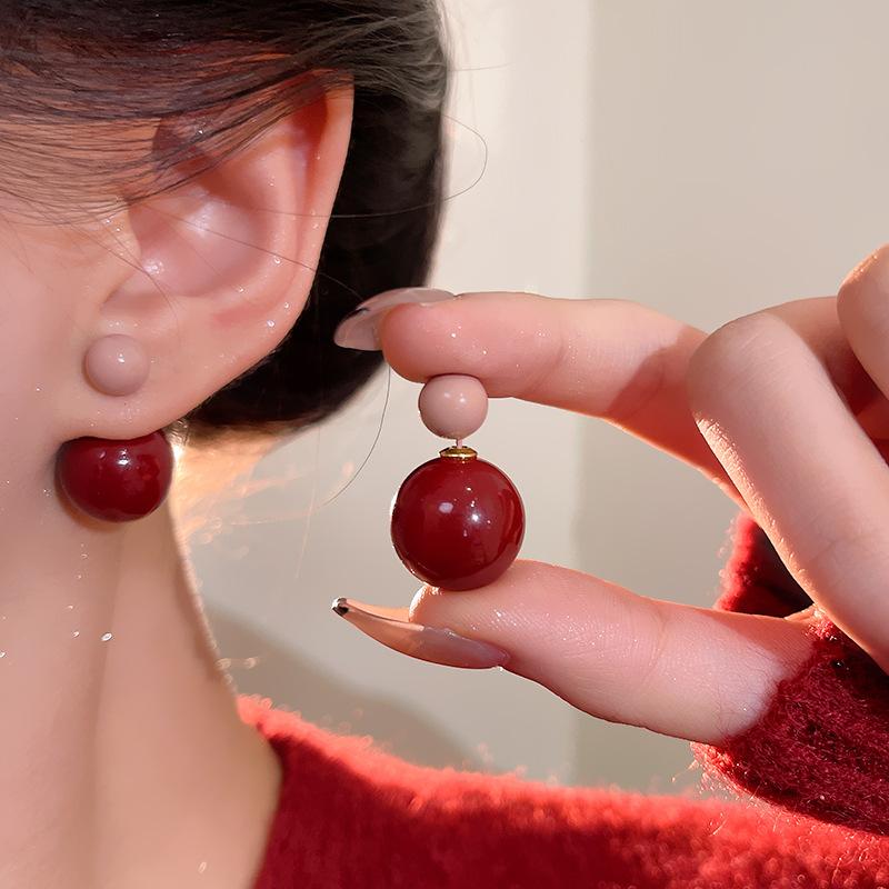 Advanced Feeling Zwei Tragestil Zweiseitige kleine und große Perlen-Imitationsperlen-Ohrringe für Damen