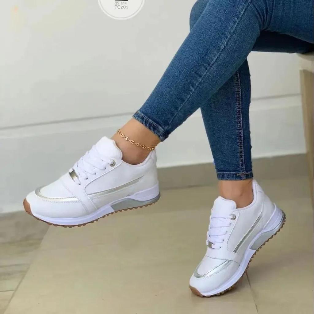 Womens Sneakers On Sale Fashion Round Toe Flat Platform Shoes Casual Mixed Colors Lace Up Outdoor Running Shoes Comfortable Ladies