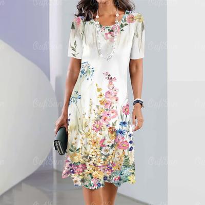 New Style Flower Print Women's Dresses Female Elegant Long Dresses 2024 Summer Women Clothing One-piece Dress