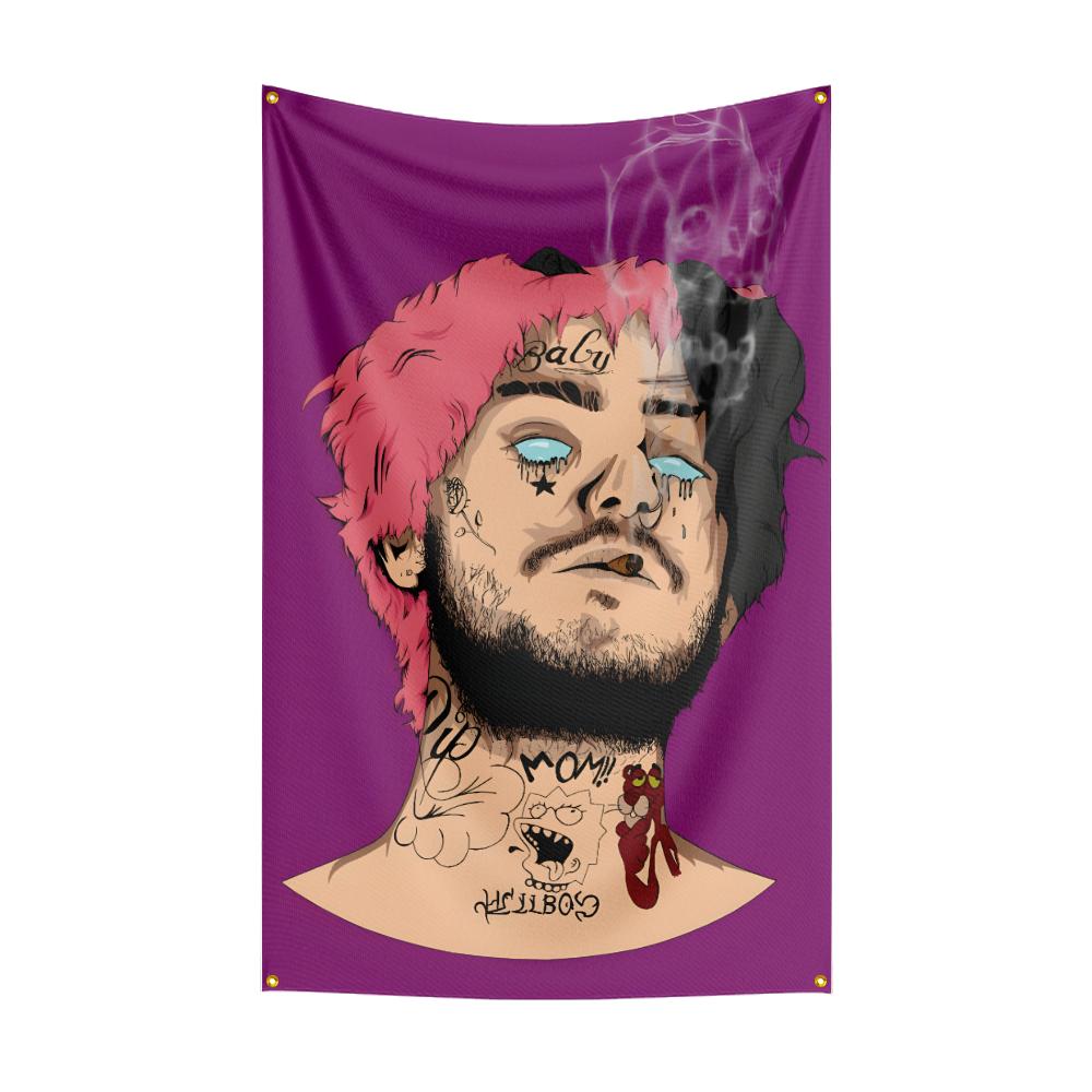 L-lil peeps Flag Rock Music Band Banner HD Printing Tapestry Exhibition, Music Band Fans, Garage Decor