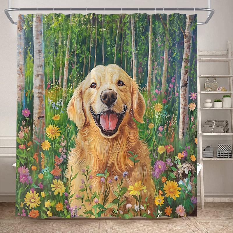 Funny Bathing Dogs Shower Curtain Bathtub Wash Your Paws Cute Pet Cartoon Animals Bath Curtains Fabric Bathroom Decor with Hooks