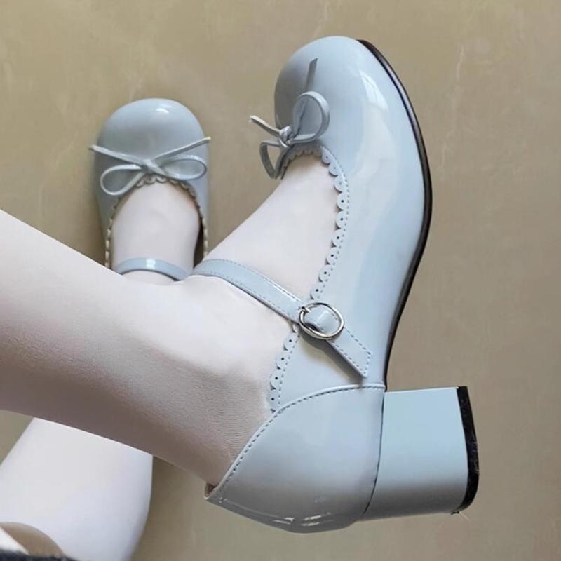

Модная обувь AIYUQI Лолита для женщин 2024 Новая японская с бантом Преппи стиль Обувь для девочек JK Асагучи Туфли Мэри Джейн Женские 40 небесно-голубой