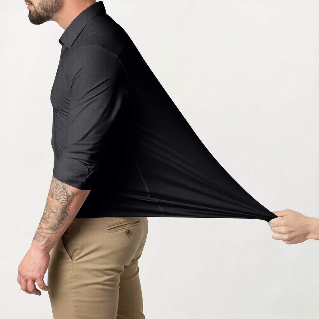 Herren Muscle Fit Hemden Knitterfrei Langarm Freizeit Button-Down Hemden