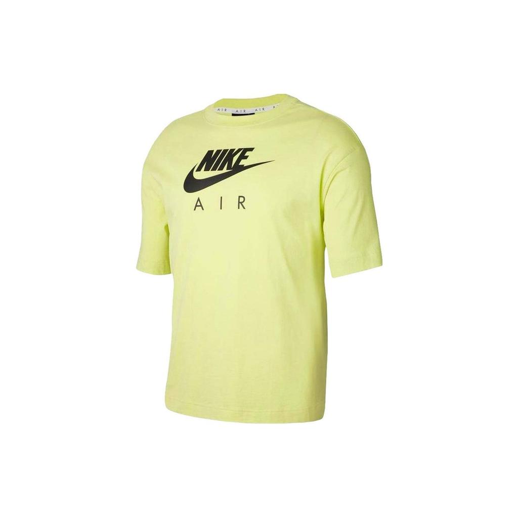 Nike Air Letter Logo Print Casual Loose Short Sleeve T-Shirt Women Tops Yellow Green CJ3105-367
