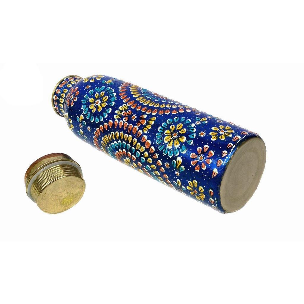 New Creation Copper water Bottle for Ayurveda Heath Benefit Hand Hammered Tumbler (blue)