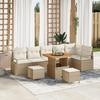 VidaXL 9-Piece Garden Sofa Set with Beige Cushions Poly Rattan Acacia 3362541
