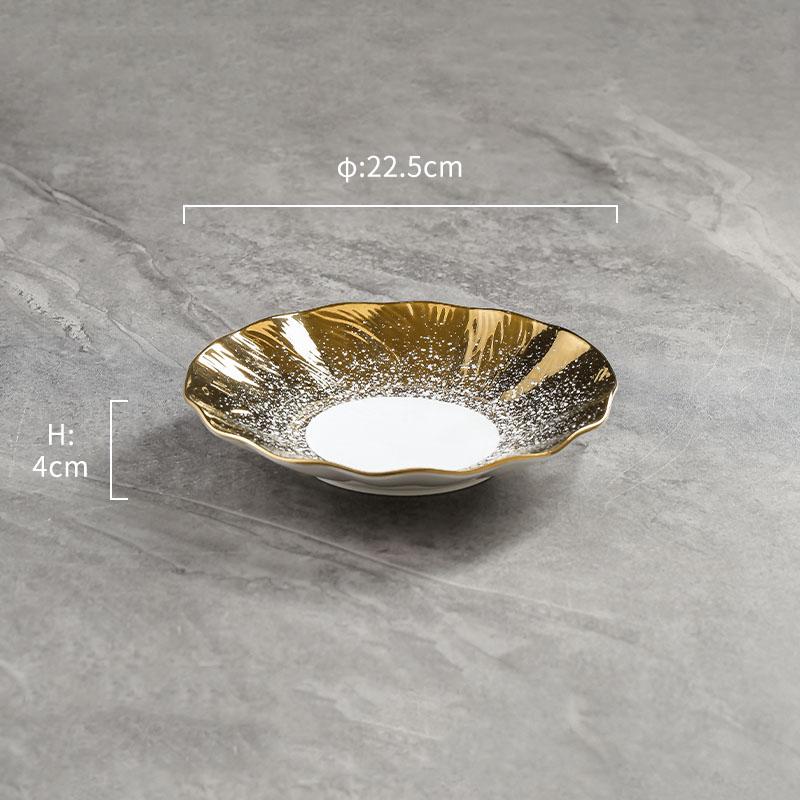 Creative Flowing Sand Ceramic Deep Plate Salad Plate Italian Noodle Plate Dessert Plates Molecular Cuisine Specialty Tableware