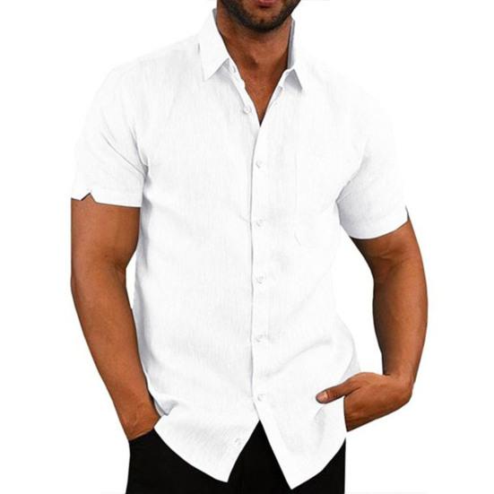

Men Button Down Shirt Short Sleeve Turndown Collar Shirt Summer Beach Shirt XXXL
