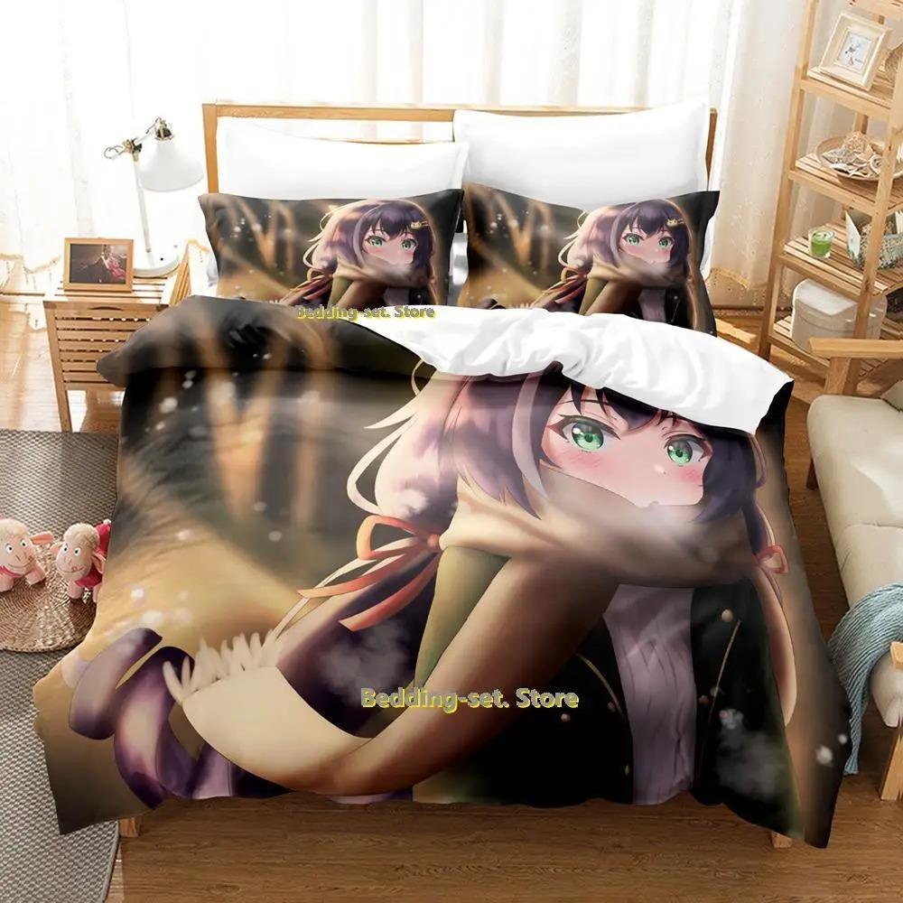 Princess Connect! ReDive Bed Cover Kit Cartoon Anime Three-piece Set Adult Kid Bedroom Duvetcover Sets Three-Dimensional Kawaii Girls Couette