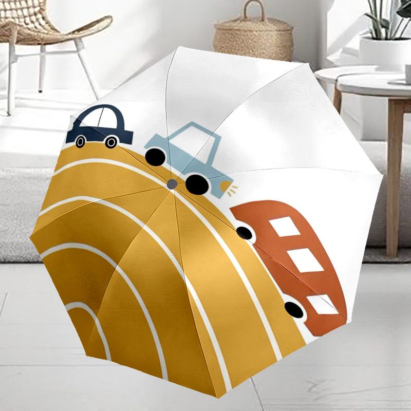 Cute Cars Theme Automatic Umbrella, Lightweight & Portable, 8 Rib, Perfect for Outdoor Travel, Birthdays, Christmas, Gifts.