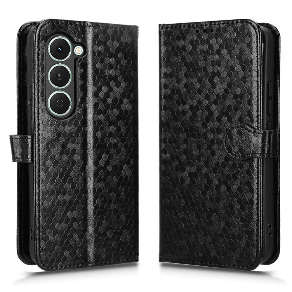 For TECNO Spark 40 Pro 4G Wallet Case Dot Pattern Imprint PU Leather Phone Cover with Wrist Strap